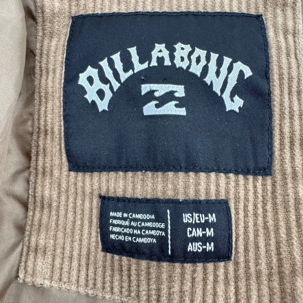 Billabong Mike Corduroy Jacket Mens Medium Tan Full Zip Trucker Workwear Coat